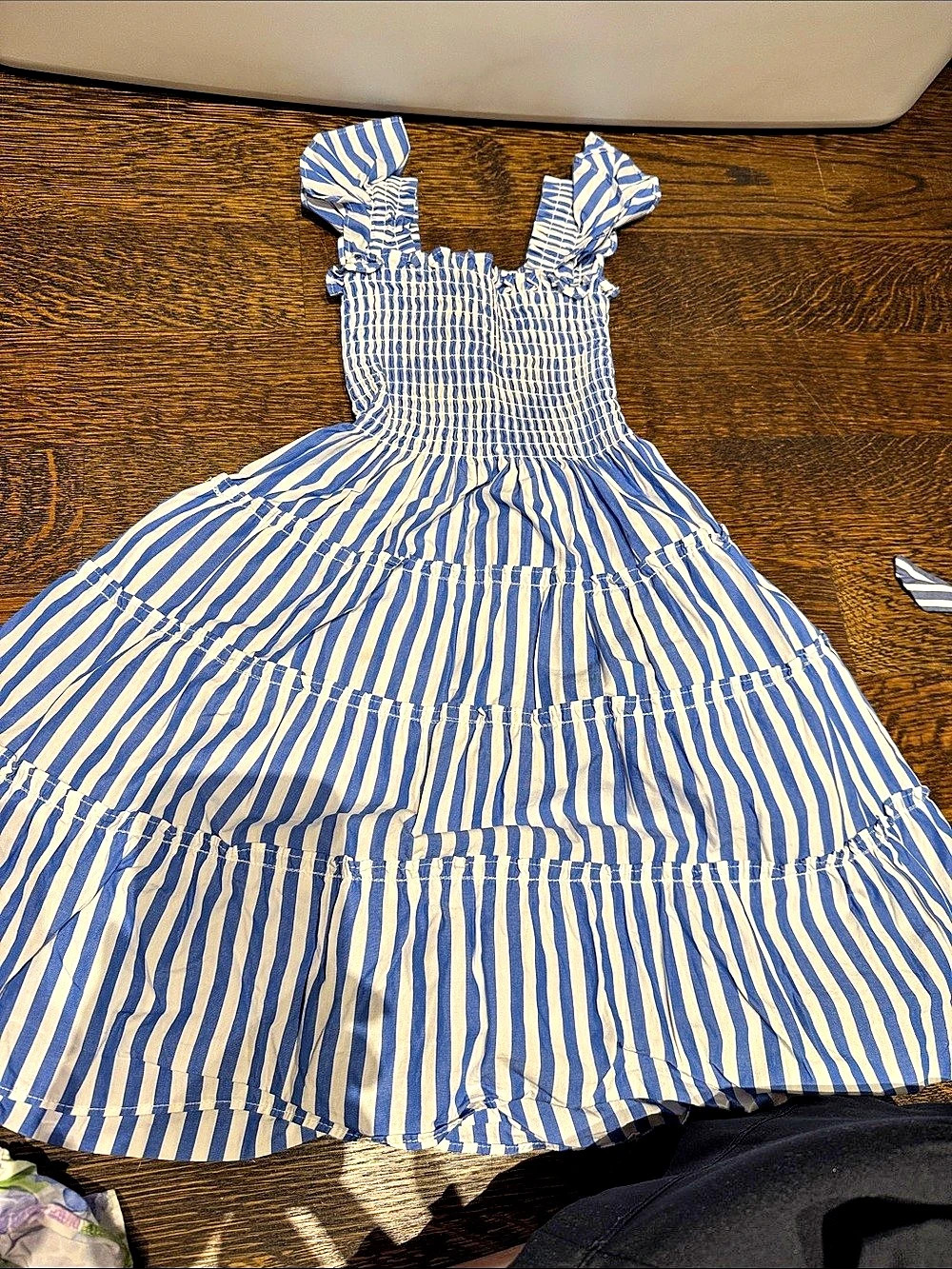 Hill house Girls Striped Dress in Blue & White Size 5/6Y